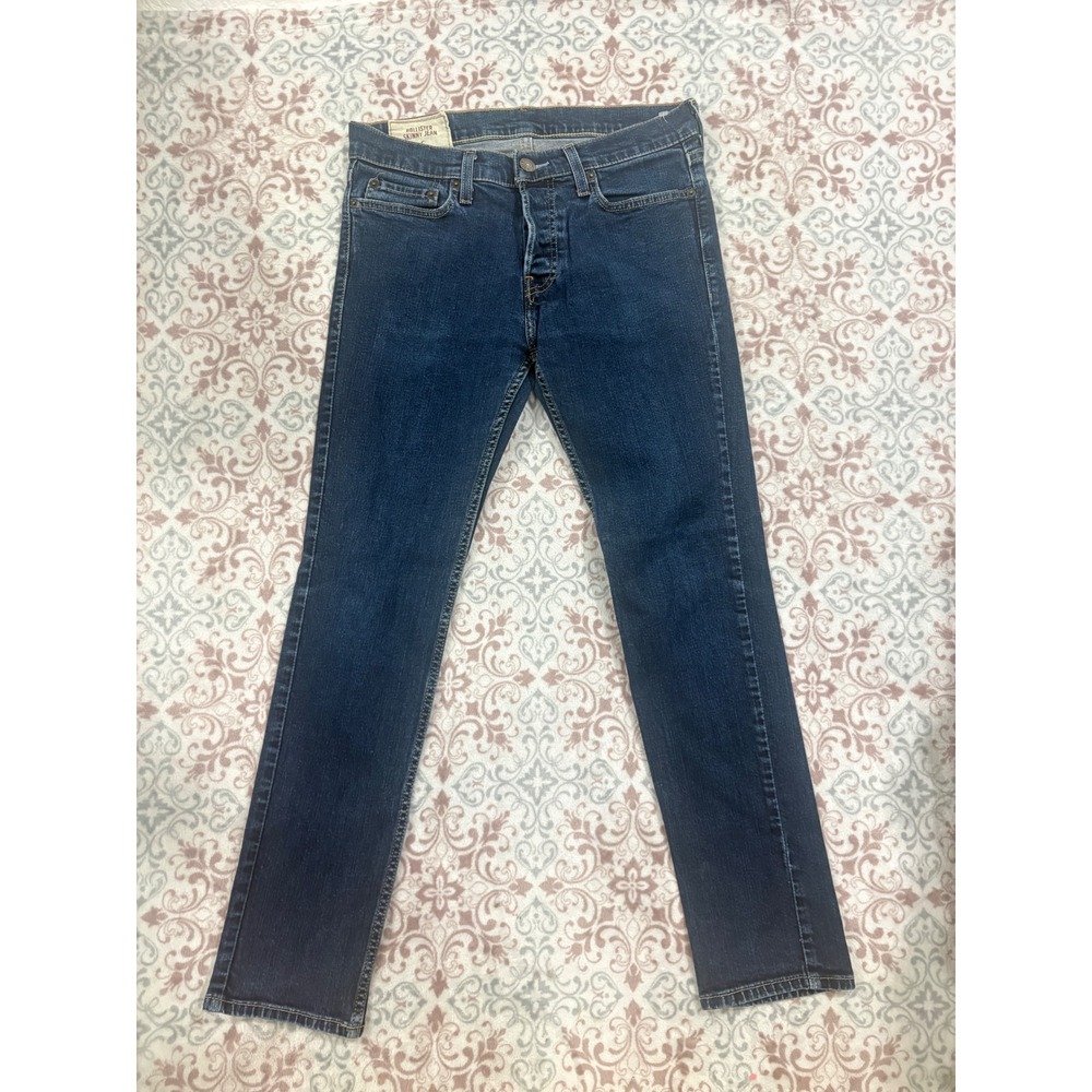 Hollister Skinny Jeans Mens 30x30 Dark Wash Blue Denim Button Fly Stretch